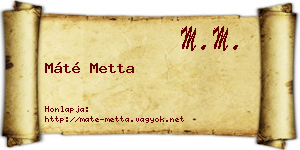 Máté Metta névjegykártya